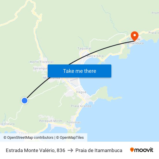 Estrada Monte Valério, 836 to Praia de Itamambuca map