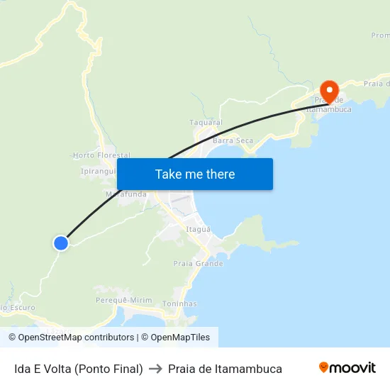 Ida E Volta (Ponto Final) to Praia de Itamambuca map