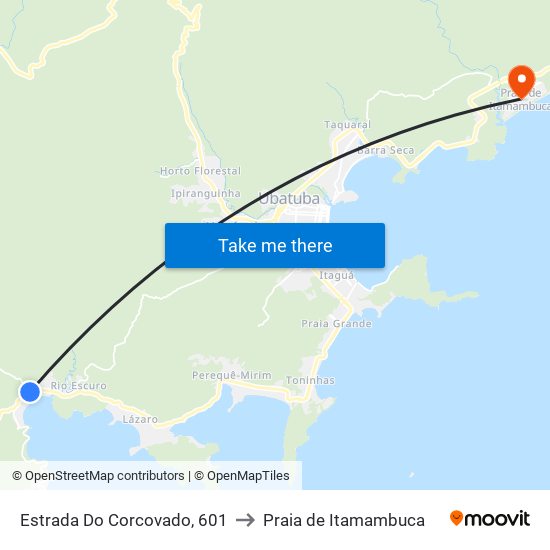 Estrada Do Corcovado, 601 to Praia de Itamambuca map