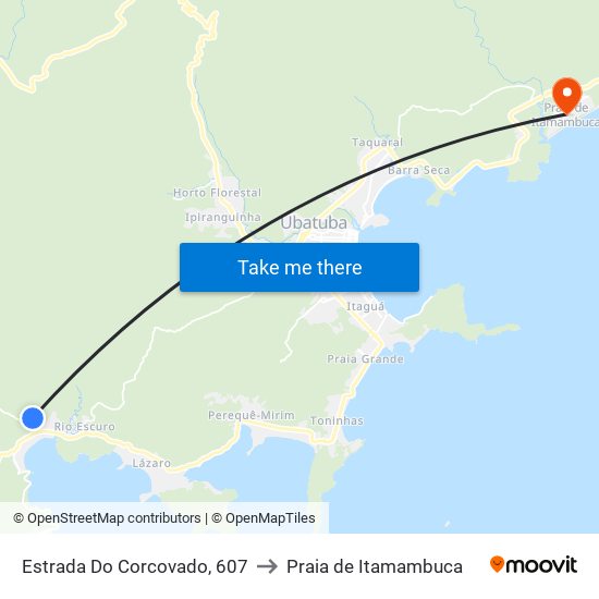 Estrada Do Corcovado, 607 to Praia de Itamambuca map