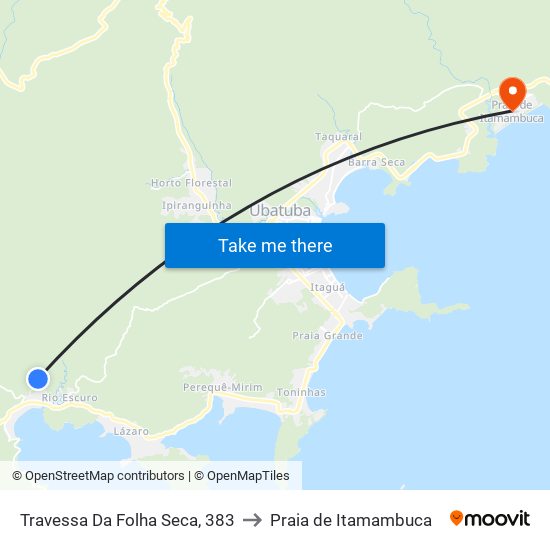 Travessa Da Folha Seca, 383 to Praia de Itamambuca map