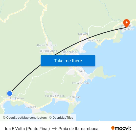 Ida E Volta (Ponto Final) to Praia de Itamambuca map