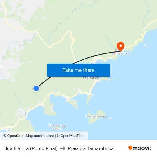 Ida E Volta (Ponto Final) to Praia de Itamambuca map