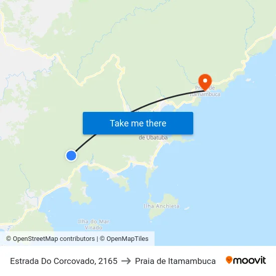 Estrada Do Corcovado, 2165 to Praia de Itamambuca map