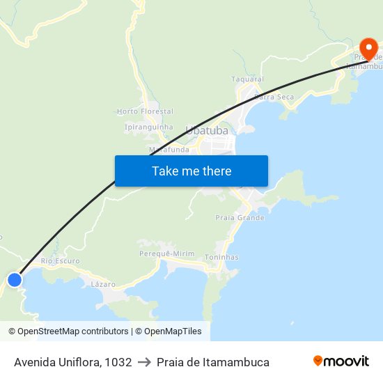 Avenida Uniflora, 1032 to Praia de Itamambuca map
