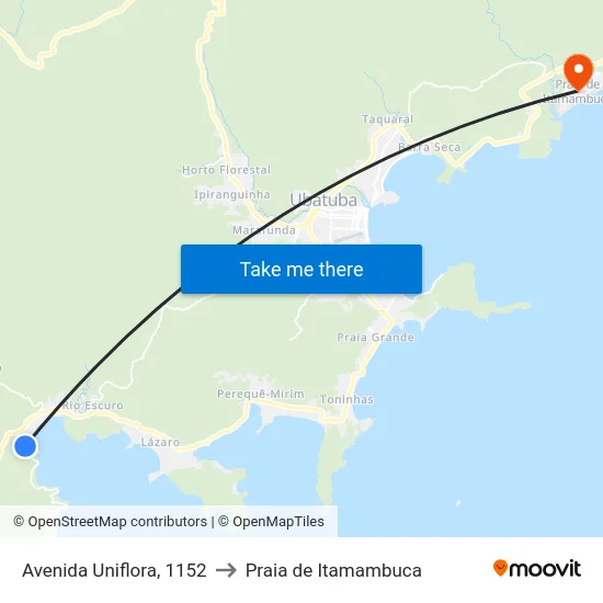 Avenida Uniflora, 1152 to Praia de Itamambuca map