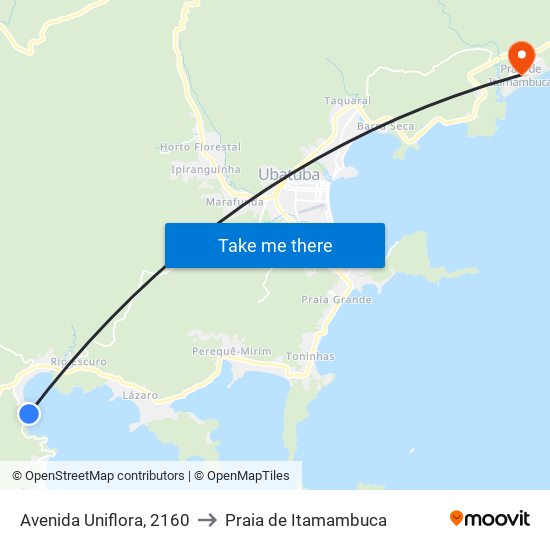 Avenida Uniflora, 2160 to Praia de Itamambuca map