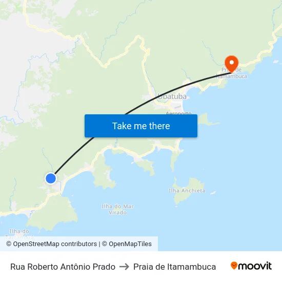 Rua Roberto Antônio Prado to Praia de Itamambuca map