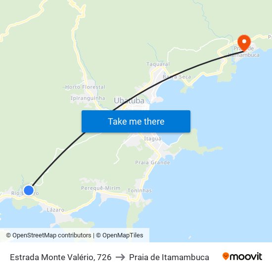 Estrada Monte Valério, 726 to Praia de Itamambuca map
