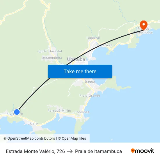 Estrada Monte Valério, 726 to Praia de Itamambuca map