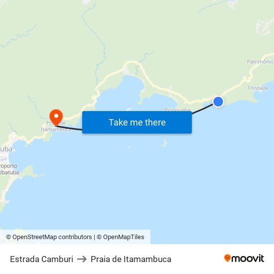 Estrada Camburi to Praia de Itamambuca map