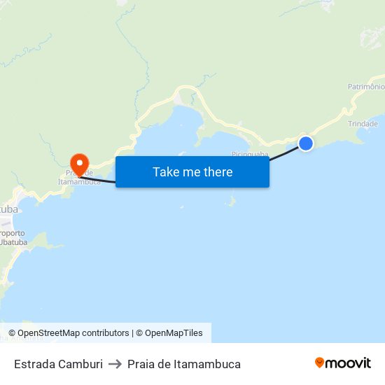 Estrada Camburi to Praia de Itamambuca map