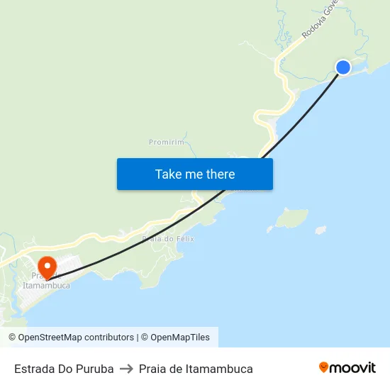 Estrada Do Puruba to Praia de Itamambuca map