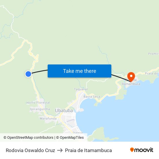 Rodovia Oswaldo Cruz to Praia de Itamambuca map