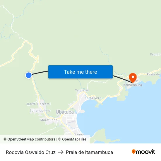 Rodovia Oswaldo Cruz to Praia de Itamambuca map