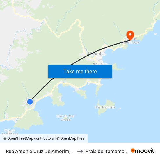 Rua Antônio Cruz De Amorim, 2-72 to Praia de Itamambuca map