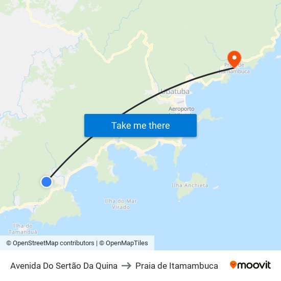 Avenida Do Sertão Da Quina to Praia de Itamambuca map