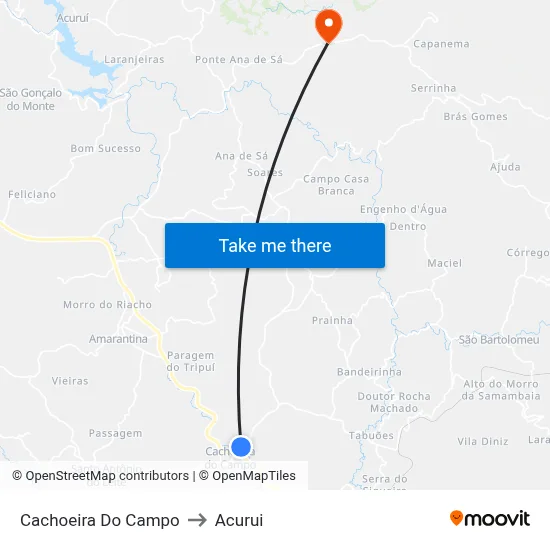 Cachoeira Do Campo to Acurui map