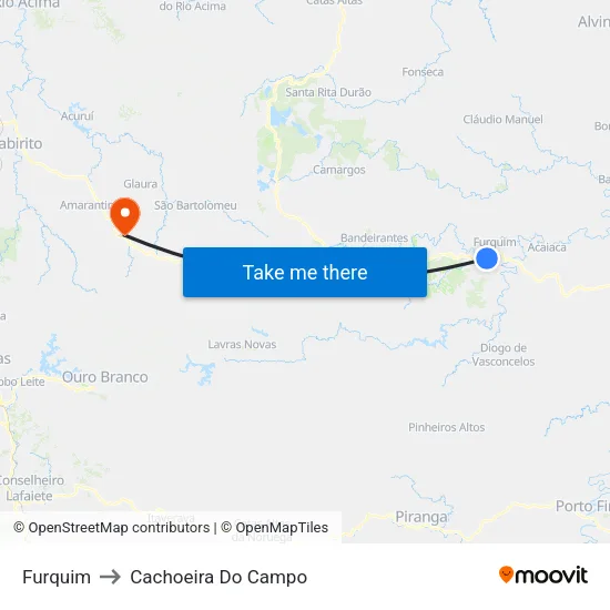 Furquim to Cachoeira Do Campo map