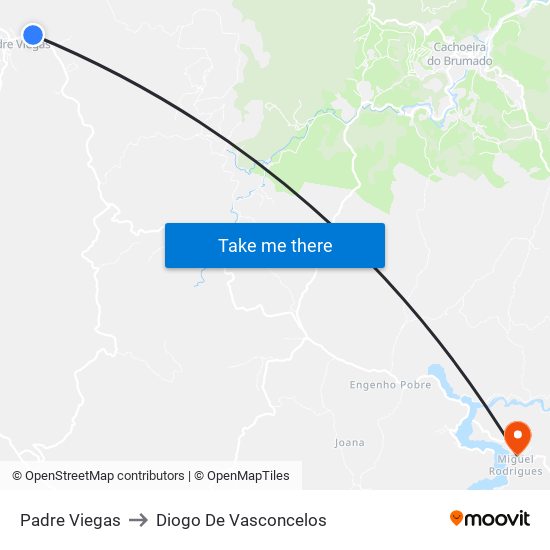 Padre Viegas to Diogo De Vasconcelos map