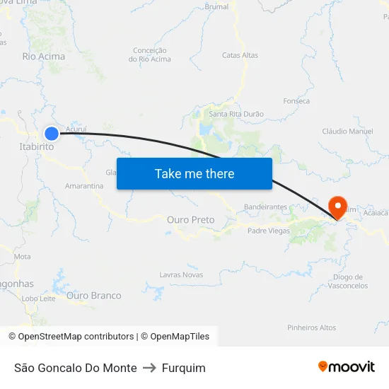 São Goncalo Do Monte to Furquim map