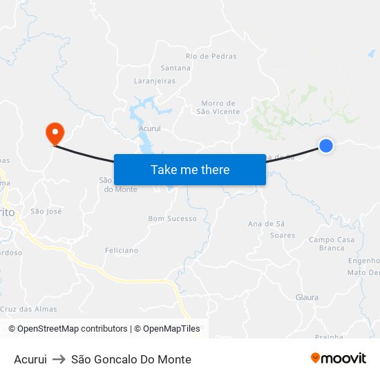 Acurui to São Goncalo Do Monte map