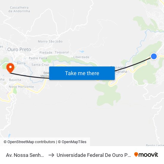 Av. Nossa Senhora Do Carmo, 936 to Universidade Federal De Ouro Preto - Campus Morro Do Cuzeiro map