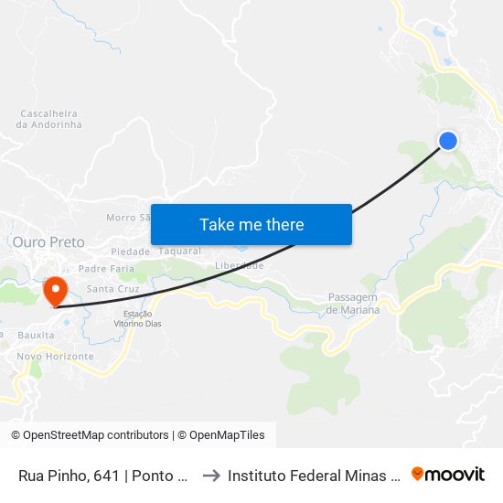 Rua Pinho, 641 | Ponto Final Das Linhas Do Rosário to Instituto Federal Minas Gerais Campus Ouro Preto map