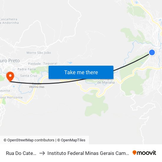 Rua Do Catete, 321 to Instituto Federal Minas Gerais Campus Ouro Preto map