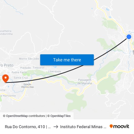 Rua Do Contorno, 410 | Transcotta/Arena Mariana to Instituto Federal Minas Gerais Campus Ouro Preto map