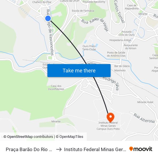 Praça Barão Do Rio Branco, 7 | Centeio to Instituto Federal Minas Gerais Campus Ouro Preto map