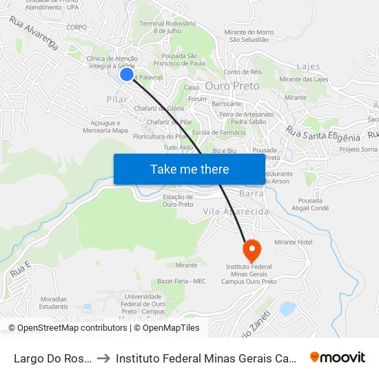 Largo Do Rosário, 91 to Instituto Federal Minas Gerais Campus Ouro Preto map