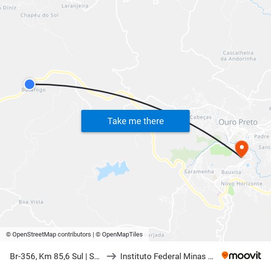 Br-356, Km 85,6 Sul | Saramenha Artes E Ofícios to Instituto Federal Minas Gerais Campus Ouro Preto map