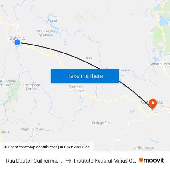 Rua Doutor Guilherme, 333 | Sentido Gutierrez to Instituto Federal Minas Gerais Campus Ouro Preto map