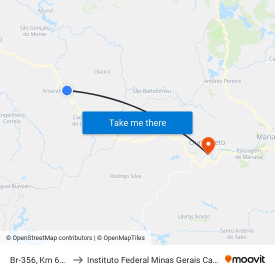 Br-356, Km 68,1 Norte to Instituto Federal Minas Gerais Campus Ouro Preto map