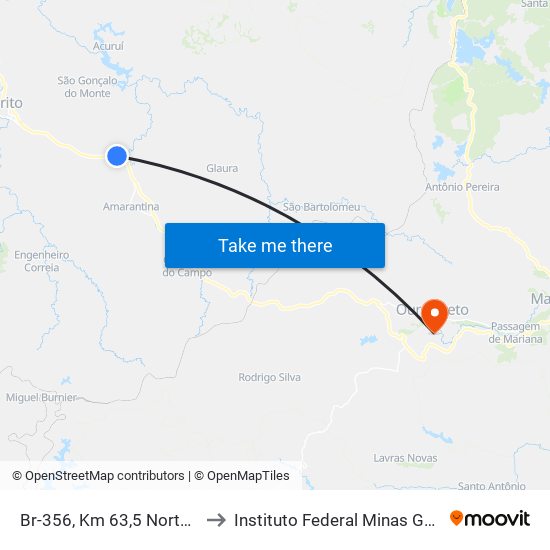 Br-356, Km 63,5 Norte | Entr. Para Maracujá to Instituto Federal Minas Gerais Campus Ouro Preto map