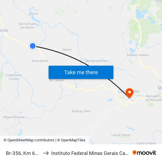 Br-356, Km 62,7 Norte to Instituto Federal Minas Gerais Campus Ouro Preto map