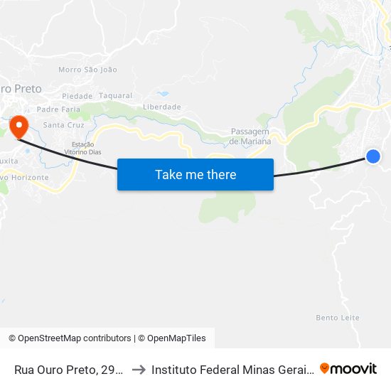 Rua Ouro Preto, 290 | Bar Da Neide to Instituto Federal Minas Gerais Campus Ouro Preto map