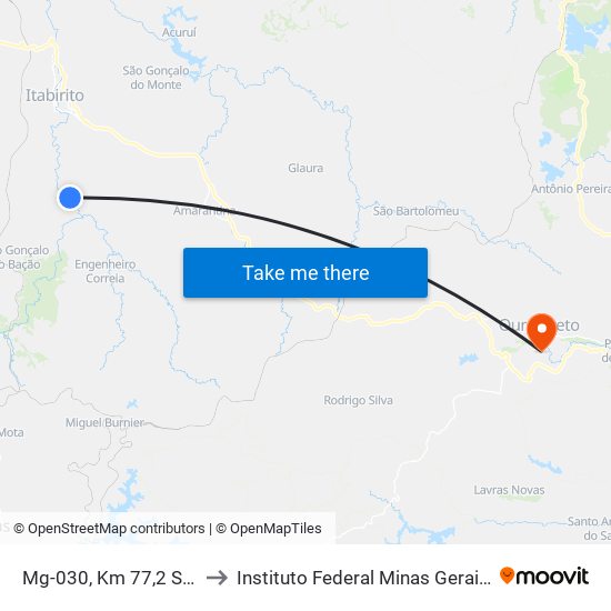 Mg-030, Km 77,2 Sul | Entr. Ita-330 to Instituto Federal Minas Gerais Campus Ouro Preto map