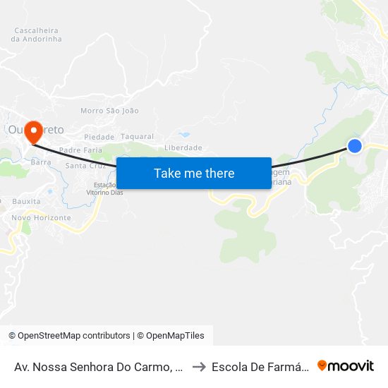 Av. Nossa Senhora Do Carmo, 936 to Escola De Farmácia map