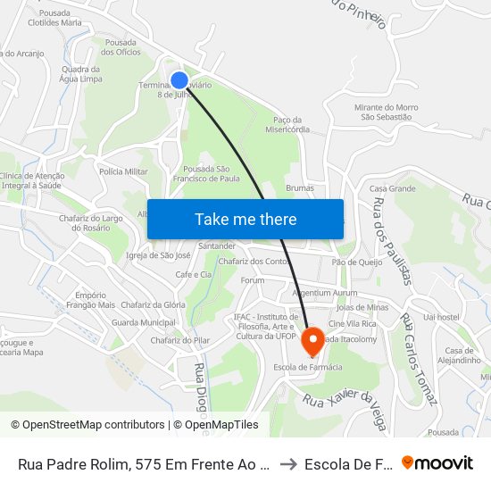 Rua Padre Rolim, 575 Em Frente Ao Terminal Rodoviário to Escola De Farmácia map