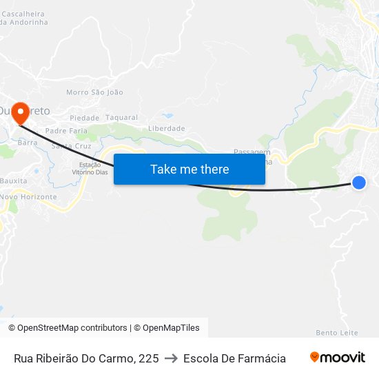 Rua Ribeirão Do Carmo, 225 to Escola De Farmácia map