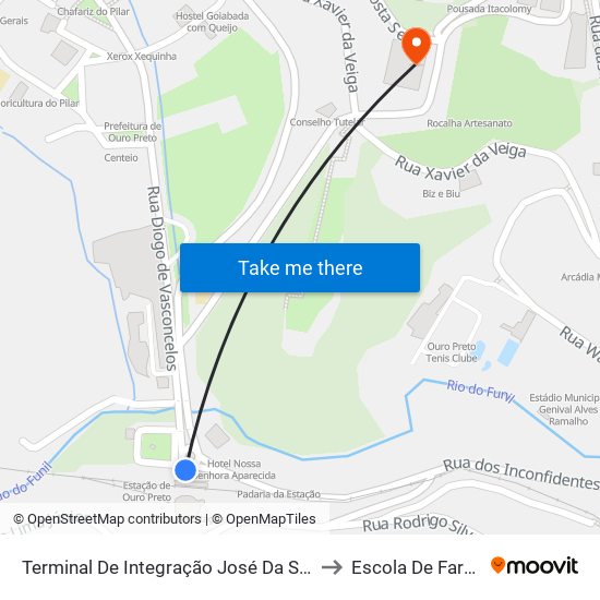 Terminal De Integração José Da Silva Araújo to Escola De Farmácia map