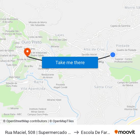 Rua Maciel, 508 | Supermercado Eldorado to Escola De Farmácia map