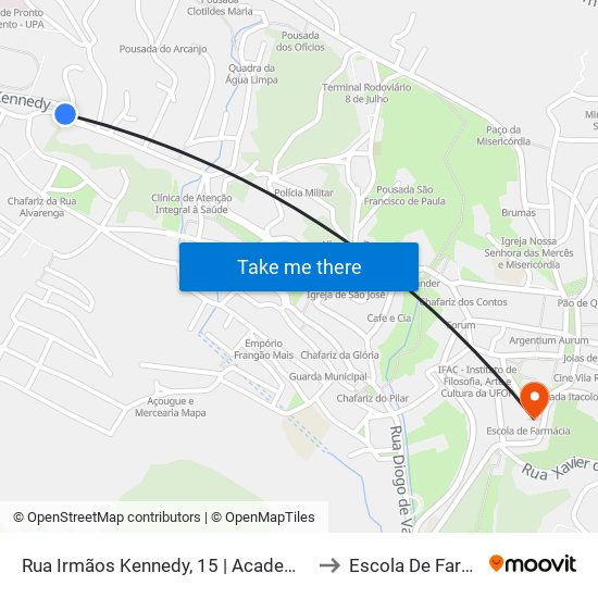 Rua Irmãos Kennedy, 15 | Academia Corpus to Escola De Farmácia map