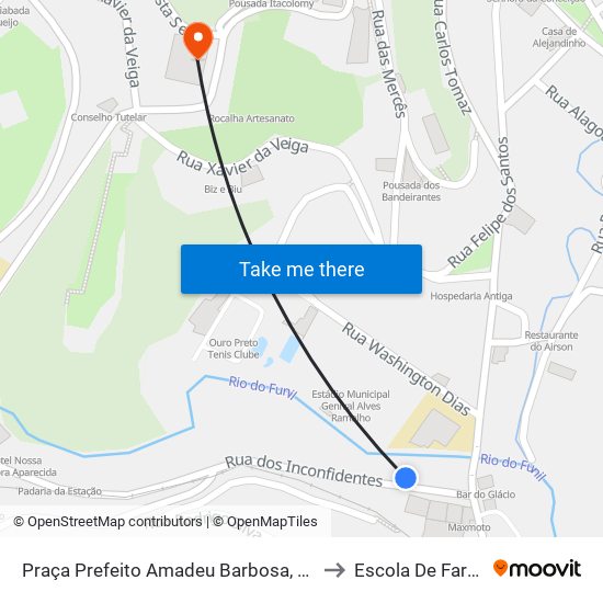 Praça Prefeito Amadeu Barbosa, 108 | Barra to Escola De Farmácia map