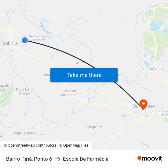 Bairro Piriá, Ponto 6 to Escola De Farmácia map