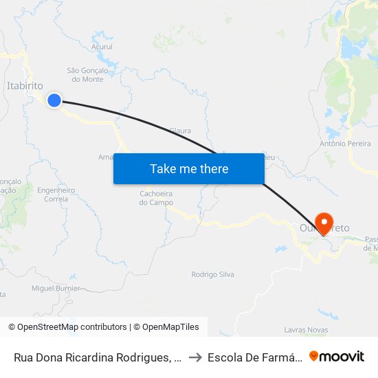 Rua Dona Ricardina Rodrigues, 530 to Escola De Farmácia map