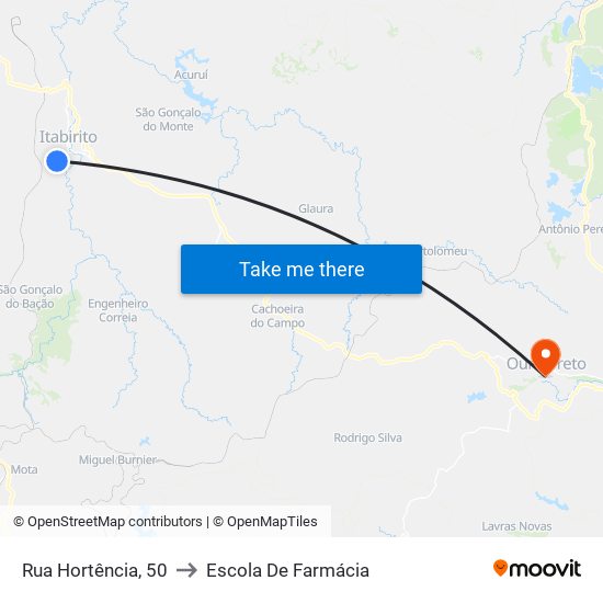 Rua Hortência, 50 to Escola De Farmácia map