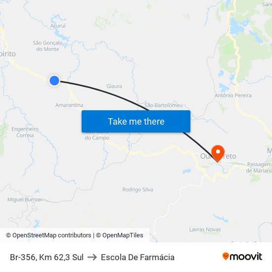 Br-356, Km 62,3 Sul to Escola De Farmácia map